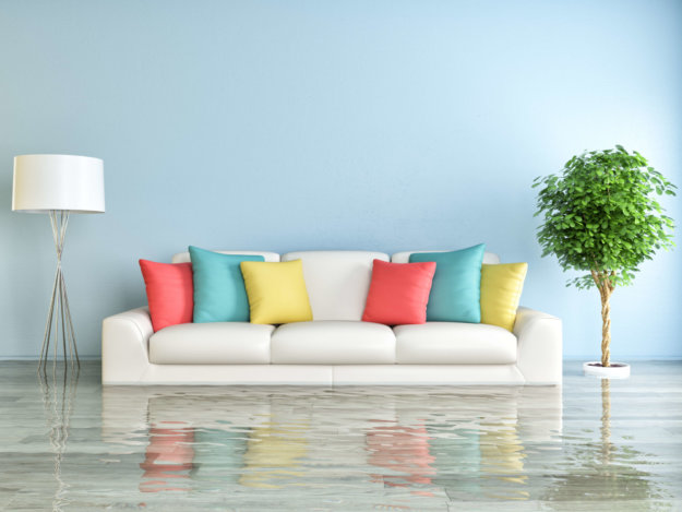Flooded living room
