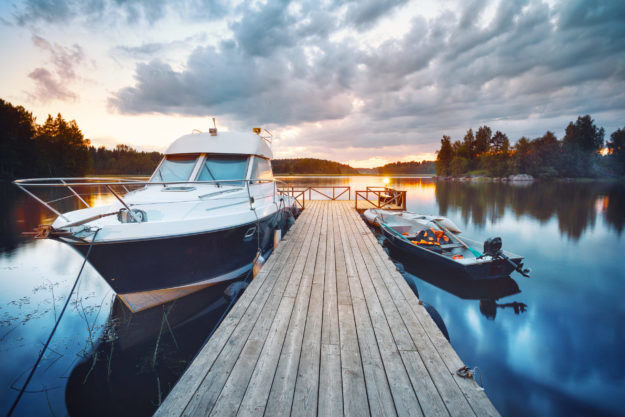 Wooden pier with boat