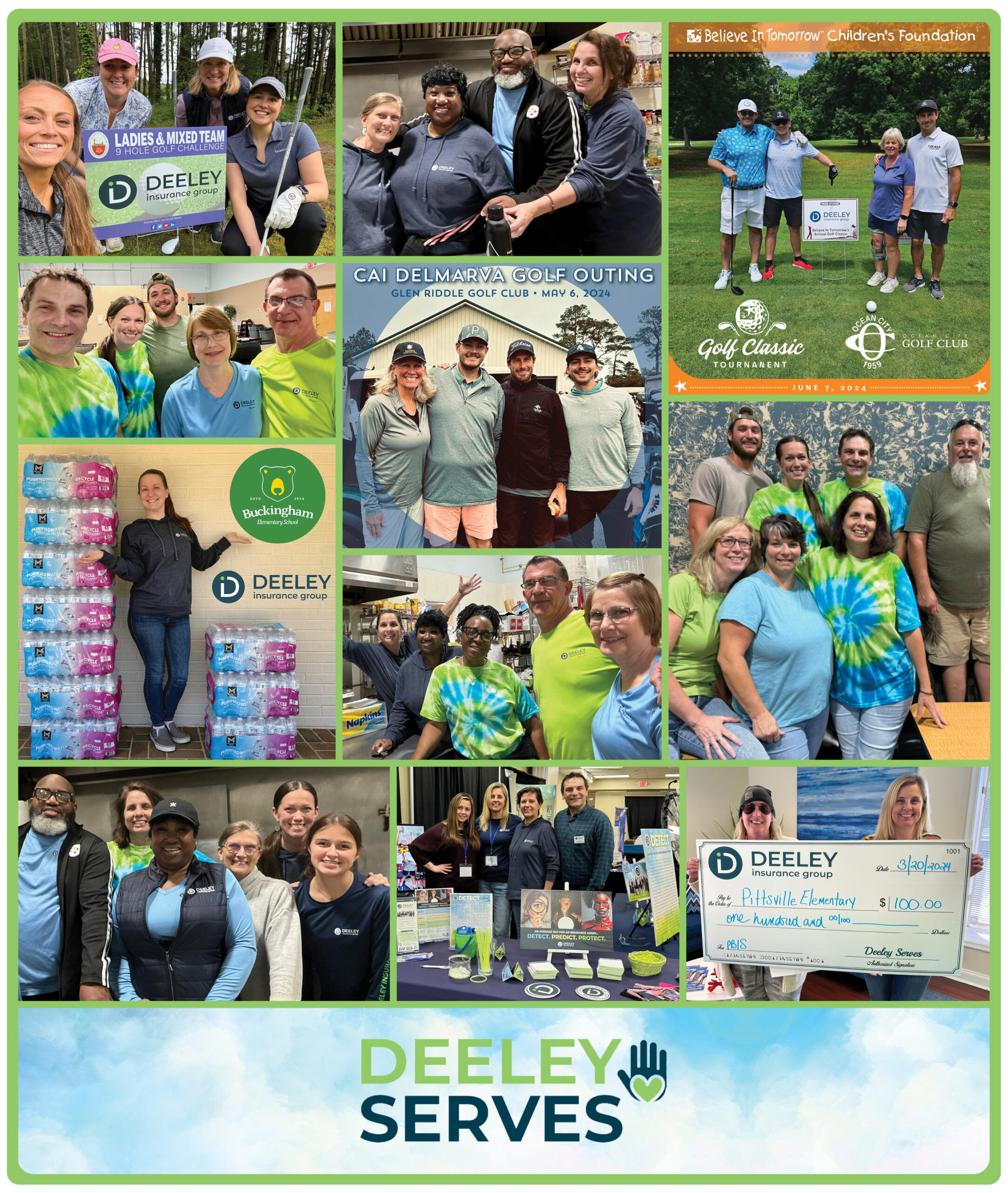email newsletter Deeley Serves collage Collage of Deeley team supporting community events in Spring 2024.