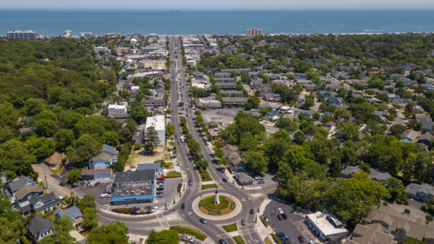 Drone View of Rehoboth Beach Delaware Aerial view of Rehoboth Beach, Delaware